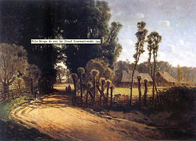 Jozef Szermentowski Cottage road oil painting image